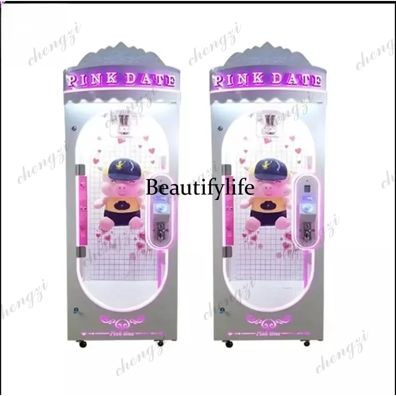 Vending Game - เครื่องเกมอาร์เคดแบบหยอดเหรียญ รุ่น A81 ตู้สีชมพู รูปทรงตุ๊กตา รางอลูมิเนียม